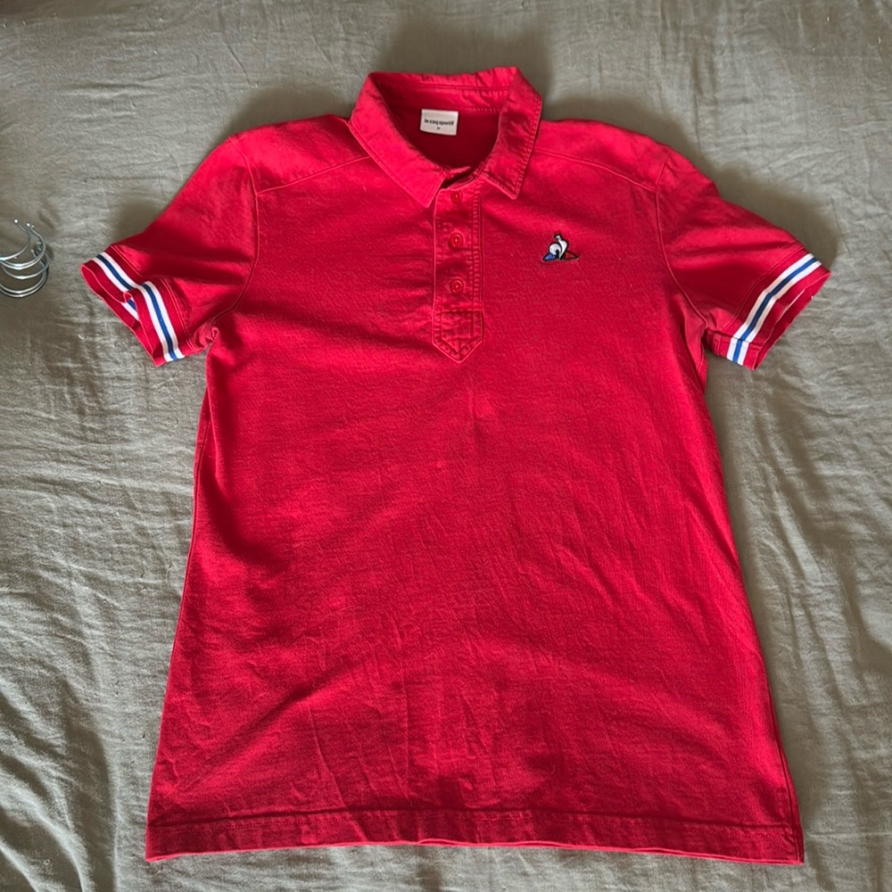 Le Coq Sportif - Polo - Size Medium - 100% Cotton - Contrast Collar/Sleeve